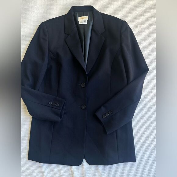 Talbots Women’s Navy Blue 100% Wool Fitted One Button Blazer Size 10 - Picture 8 of 12